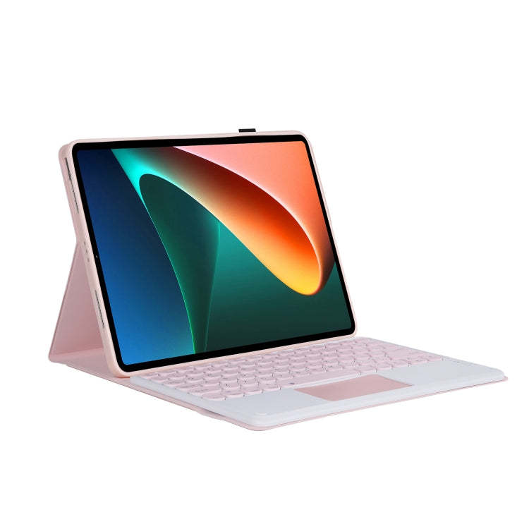 Y0N5-A TPU Tablet Case Lambskin Texture Round Keycap Bluetooth Keyboard Leather Tablet Case with Holder & Touchpad For Xiaomi Pad 5 / 5 Pro(Pink + Pink) - Others Keyboard by PMC TechLife | Online Shopping South Africa | PMC TechLife