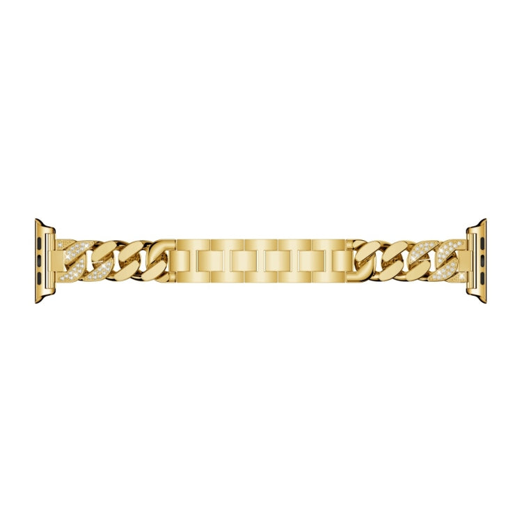 For Apple Watch Series 9&8&7 41mm / SE 3&SE 2&6&SE&5&4 40mm / 3&2&1 38mm Single Row Denim Diamond Alloy Watch Band(Gold) - Watch Bands by PMC TechLife | Online Shopping South Africa | PMC TechLife | Buy Now Pay Later Mobicred