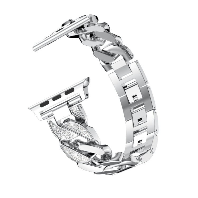 For Apple Watch Series 9&8&7 41mm / SE 3&SE 2&6&SE&5&4 40mm / 3&2&1 38mm Single Row Denim Diamond Alloy Watch Band(Silver) - free shipping - PMC TechLife - Order now!