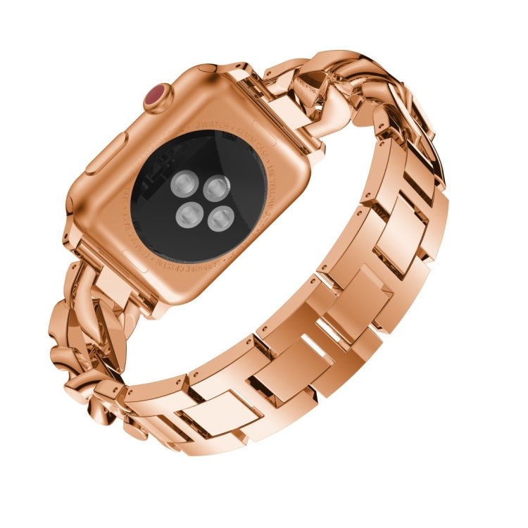 For Apple Watch Series 8&7 45mm / SE 2&6&SE&5&4 44mm / 3&2&1 42mm Single Row Denim Diamond Alloy Watch Band(Rose Gold) - Watch Bands by PMC TechLife | Online Shopping South Africa | PMC TechLife | Buy Now Pay Later Mobicred