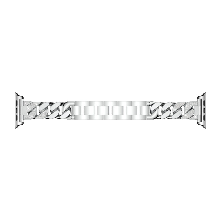 For Apple Watch Series 8&7 45mm / SE 2&6&SE&5&4 44mm / 3&2&1 42mm Single Row Denim Diamond Alloy Watch Band(Silver) - free shipping - PMC TechLife - Order now!