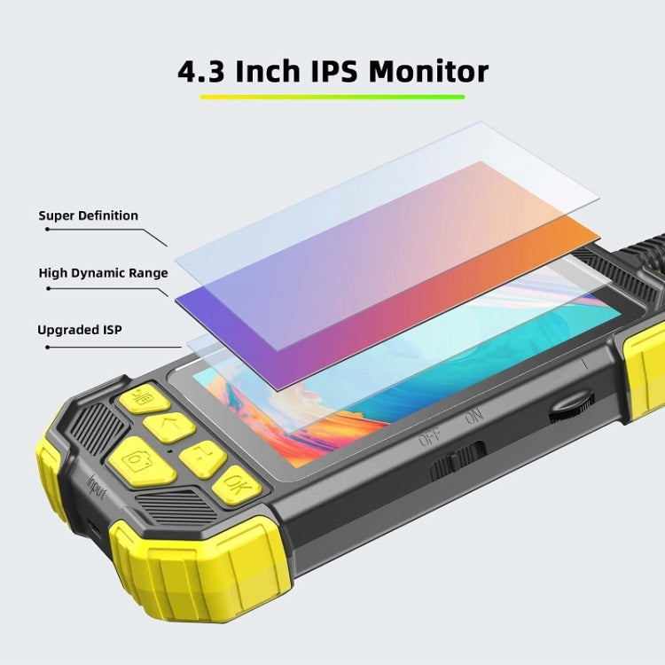 Y19 5.5mm Single Lens Hand-held Hard-wire Endoscope with 4.3-inch IPS Color LCD Screen, Cable Length:10m(Yellow) -  by PMC Jewellery | Online Shopping South Africa | PMC Jewellery | Buy Now Pay Later Mobicred