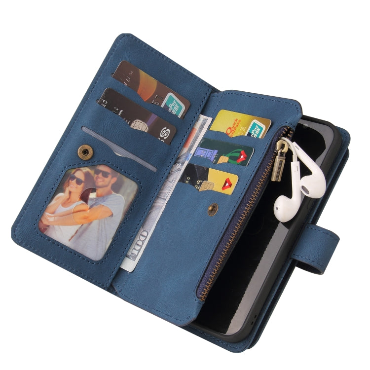 For Sony Xperia 1 III Skin Feel PU + TPU Horizontal Flip Leather Case With Holder & 15 Cards Slot & Wallet & Zipper Pocket & Lanyard(Blue) - free shipping - PMC TechLife - Order now!