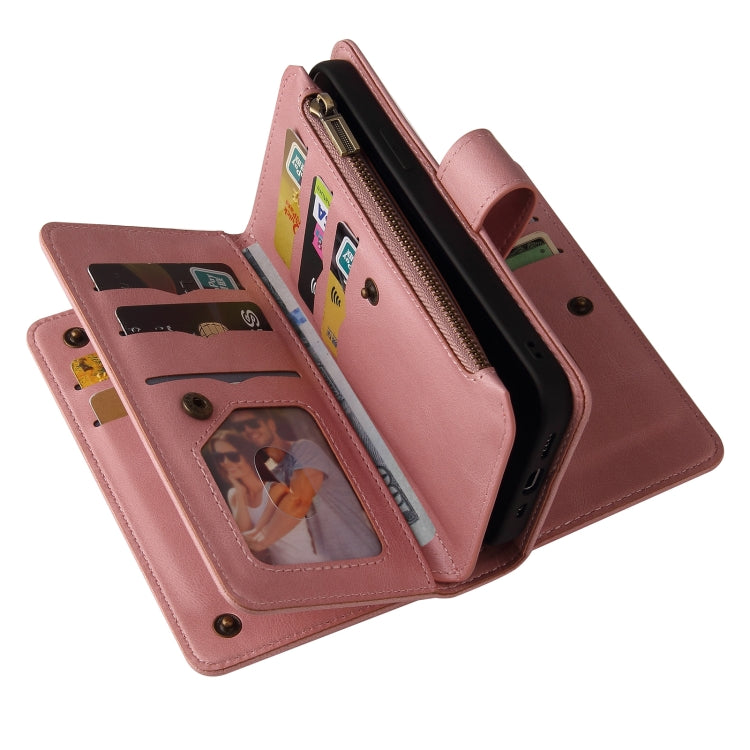 For Sony Xperia 1 III Skin Feel PU + TPU Horizontal Flip Leather Case With Holder & 15 Cards Slot & Wallet & Zipper Pocket & Lanyard(Pink) - Sony Cases by PMC TechLife | Online Shopping South Africa | PMC TechLife | Buy Now Pay Later Mobicred