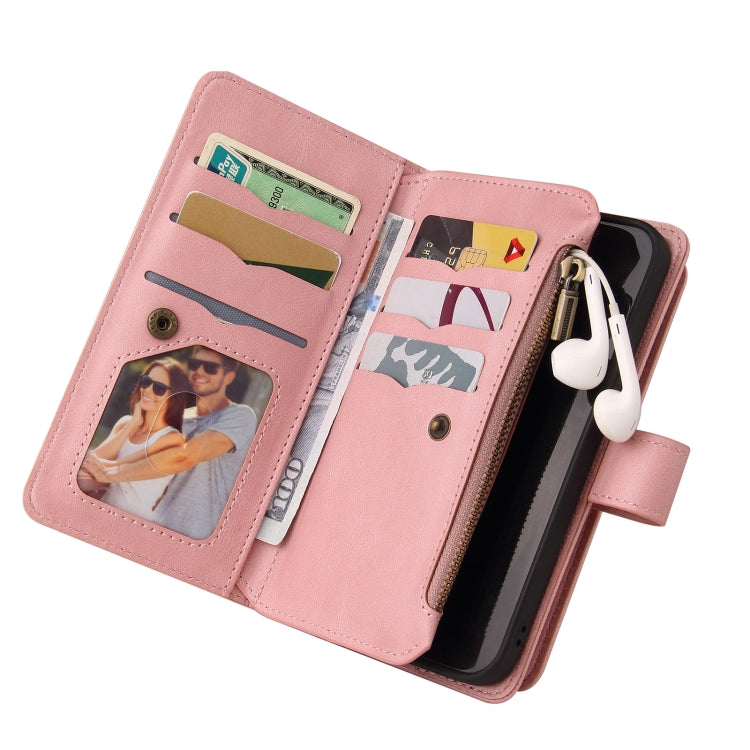 For Sony Xperia 1 III Skin Feel PU + TPU Horizontal Flip Leather Case With Holder & 15 Cards Slot & Wallet & Zipper Pocket & Lanyard(Pink) - Sony Cases by PMC TechLife | Online Shopping South Africa | PMC TechLife | Buy Now Pay Later Mobicred