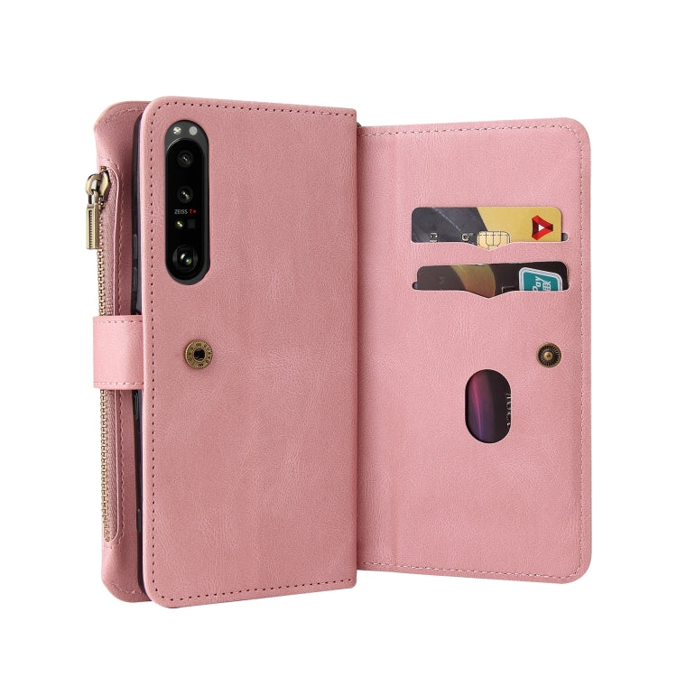 For Sony Xperia 1 III Skin Feel PU + TPU Horizontal Flip Leather Case With Holder & 15 Cards Slot & Wallet & Zipper Pocket & Lanyard(Pink) - Sony Cases by PMC TechLife | Online Shopping South Africa | PMC TechLife | Buy Now Pay Later Mobicred