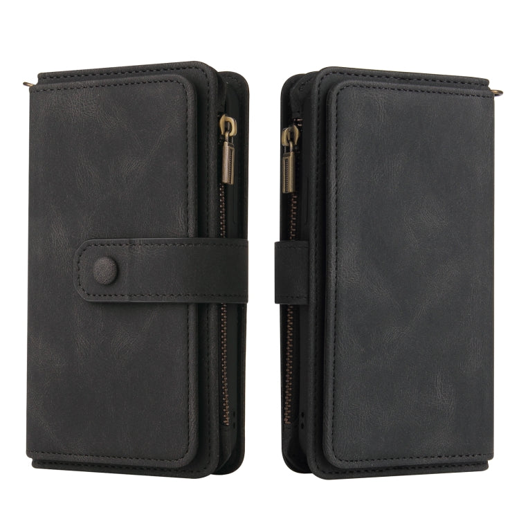 For Sony Xperia 10 III Skin Feel PU + TPU Horizontal Flip Leather Case With Holder & 15 Cards Slot & Wallet & Zipper Pocket & Lanyard(Black) - Sony Cases by PMC TechLife | Online Shopping South Africa | PMC TechLife | Buy Now Pay Later Mobicred