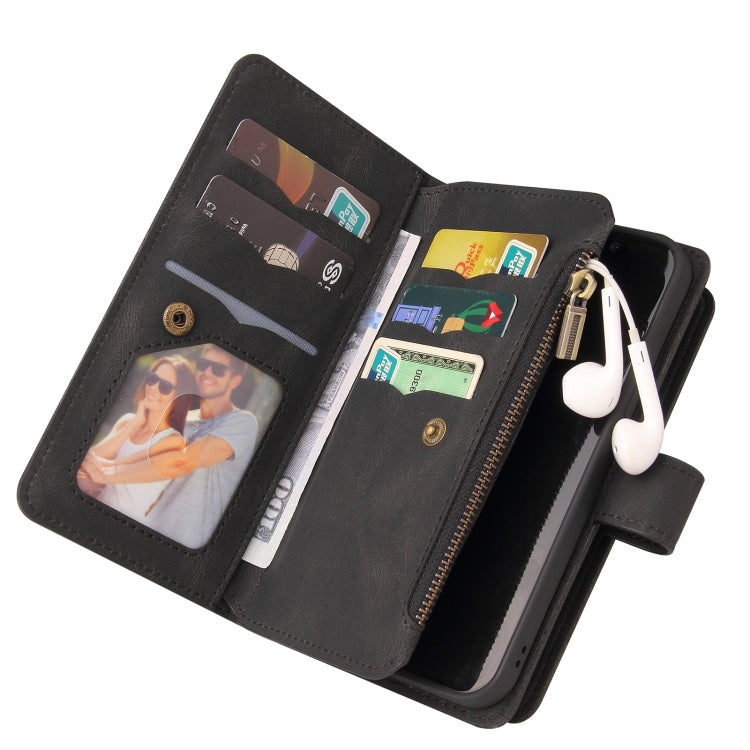 For Sony Xperia 10 III Skin Feel PU + TPU Horizontal Flip Leather Case With Holder & 15 Cards Slot & Wallet & Zipper Pocket & Lanyard(Black) - Sony Cases by PMC TechLife | Online Shopping South Africa | PMC TechLife | Buy Now Pay Later Mobicred