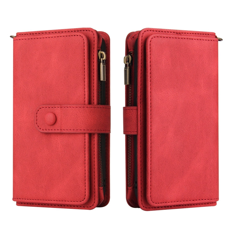 For Sony Xperia 10 III Skin Feel PU + TPU Horizontal Flip Leather Case With Holder & 15 Cards Slot & Wallet & Zipper Pocket & Lanyard(Red) - Sony Cases by PMC TechLife | Online Shopping South Africa | PMC TechLife | Buy Now Pay Later Mobicred