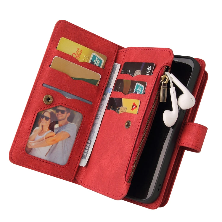 For Sony Xperia 10 III Skin Feel PU + TPU Horizontal Flip Leather Case With Holder & 15 Cards Slot & Wallet & Zipper Pocket & Lanyard(Red) - Sony Cases by PMC TechLife | Online Shopping South Africa | PMC TechLife | Buy Now Pay Later Mobicred