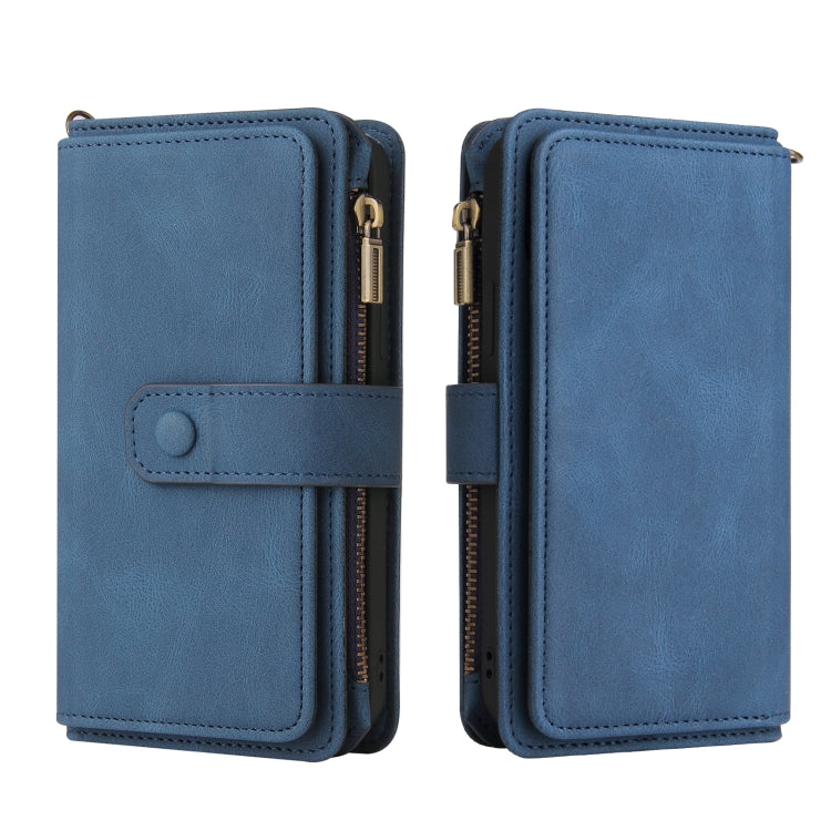 For Sony Xperia 5 III Skin Feel PU + TPU Horizontal Flip Leather Case With Holder & 15 Cards Slot & Wallet & Zipper Pocket & Lanyard(Blue) - Sony Cases by PMC TechLife | Online Shopping South Africa | PMC TechLife | Buy Now Pay Later Mobicred