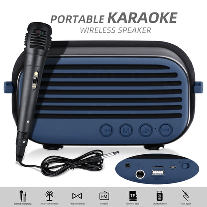 New Rixing NR-3000M Bluetooth 5.0 Portable Karaoke Wireless Bluetooth Speaker with Microphone & Shoulder Strap(Green) - Desktop Speaker by NewRixing | Online Shopping South Africa | PMC Jewellery | Buy Now Pay Later Mobicred