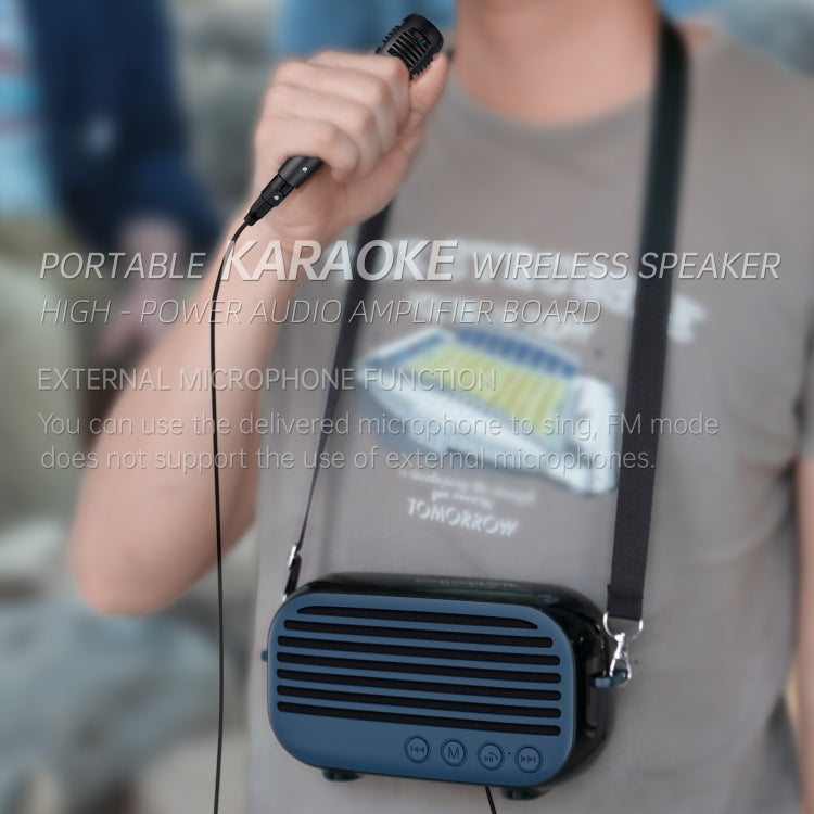 New Rixing NR-3000M Bluetooth 5.0 Portable Karaoke Wireless Bluetooth Speaker with Microphone & Shoulder Strap(Blue) - free shipping - PMC Jewellery - Order now!