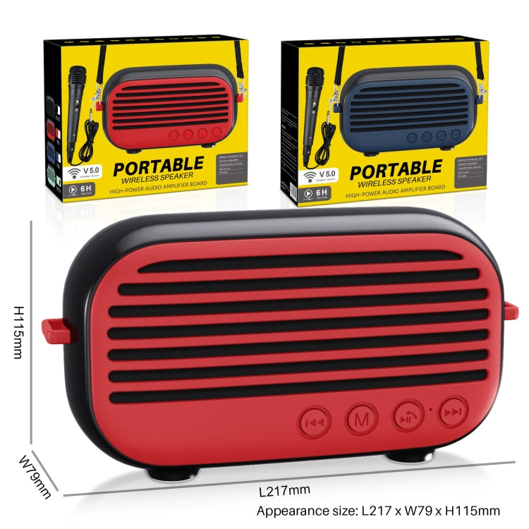 New Rixing NR-3000M Bluetooth 5.0 Portable Karaoke Wireless Bluetooth Speaker with Microphone & Shoulder Strap(Red) - free shipping - PMC Jewellery - Order now!