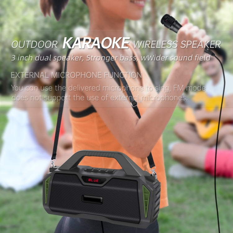 New Rixing NR-6011M Bluetooth 5.0 Portable Outdoor Karaoke Wireless Bluetooth Speaker with Microphone & Shoulder Strap(Red) - free shipping - PMC Jewellery - Order now!