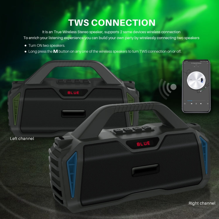 New Rixing NR-6011M Bluetooth 5.0 Portable Outdoor Karaoke Wireless Bluetooth Speaker with Microphone & Shoulder Strap(Blue) - free shipping - PMC Jewellery - Order now!