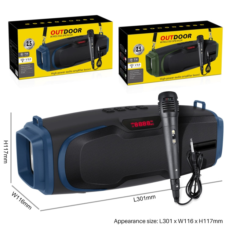 New Rixing NR-6012M Bluetooth 5.0 Portable Outdoor Karaoke Wireless Bluetooth Speaker with Microphone & Shoulder Strap(Blue) - free shipping - PMC Jewellery - Order now!