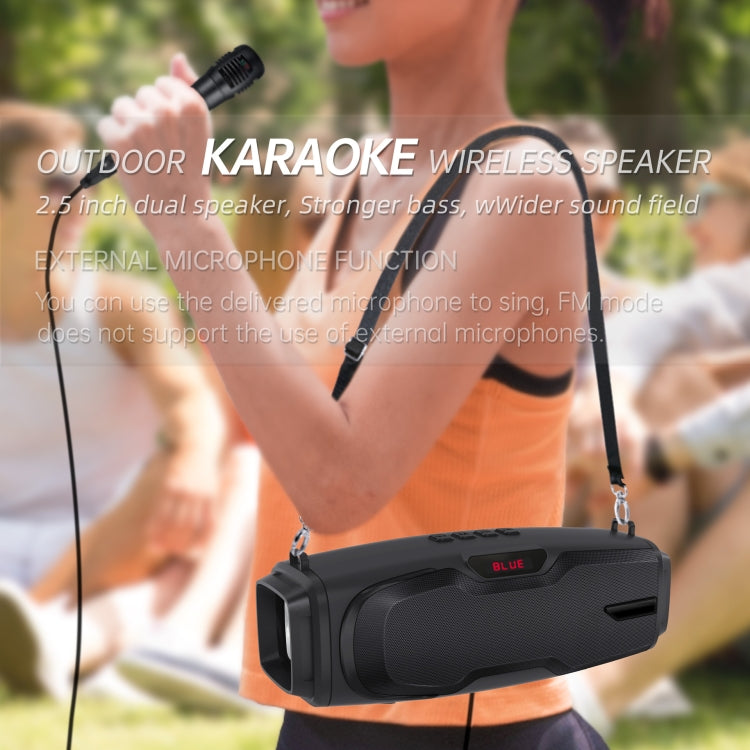 New Rixing NR-6012M Bluetooth 5.0 Portable Outdoor Karaoke Wireless Bluetooth Speaker with Microphone & Shoulder Strap(Red) - free shipping - PMC Jewellery - Order now!