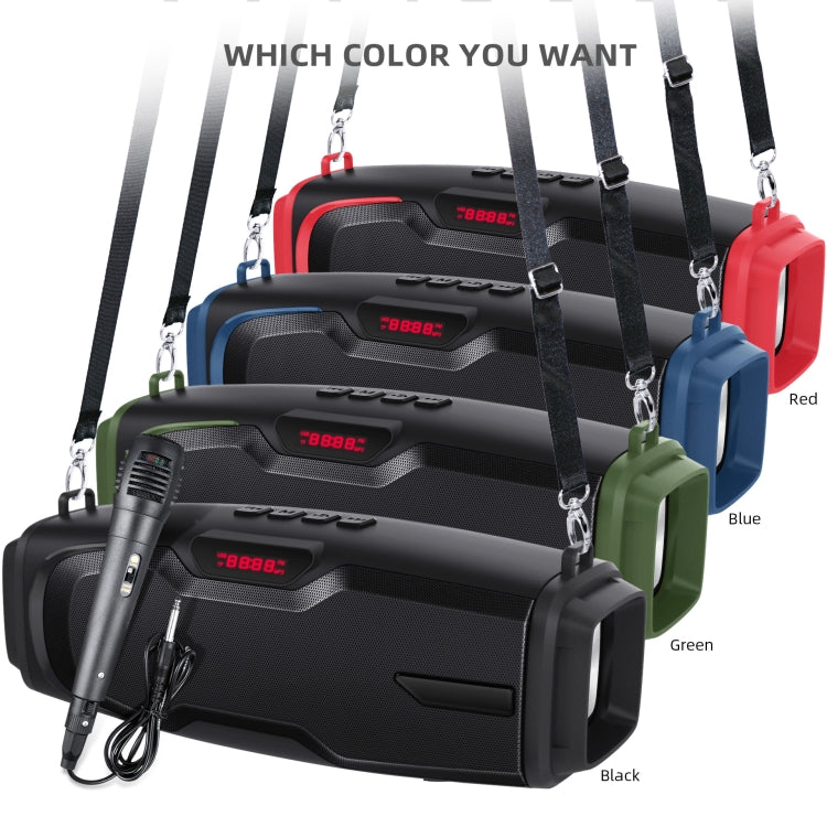 New Rixing NR-6012M Bluetooth 5.0 Portable Outdoor Karaoke Wireless Bluetooth Speaker with Microphone & Shoulder Strap(Red) - free shipping - PMC Jewellery - Order now!