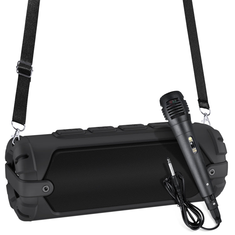 New Rixing NR-6013M Bluetooth 5.0 Portable Outdoor Karaoke Wireless Bluetooth Speaker with Microphone & Shoulder Strap(Black) - free shipping - PMC Jewellery - Order now!