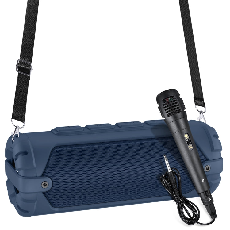 New Rixing NR-6013M Bluetooth 5.0 Portable Outdoor Karaoke Wireless Bluetooth Speaker with Microphone & Shoulder Strap(Blue) - free shipping - PMC Jewellery - Order now!