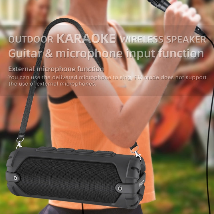 New Rixing NR-6013M Bluetooth 5.0 Portable Outdoor Karaoke Wireless Bluetooth Speaker with Microphone & Shoulder Strap(Black) - free shipping - PMC Jewellery - Order now!