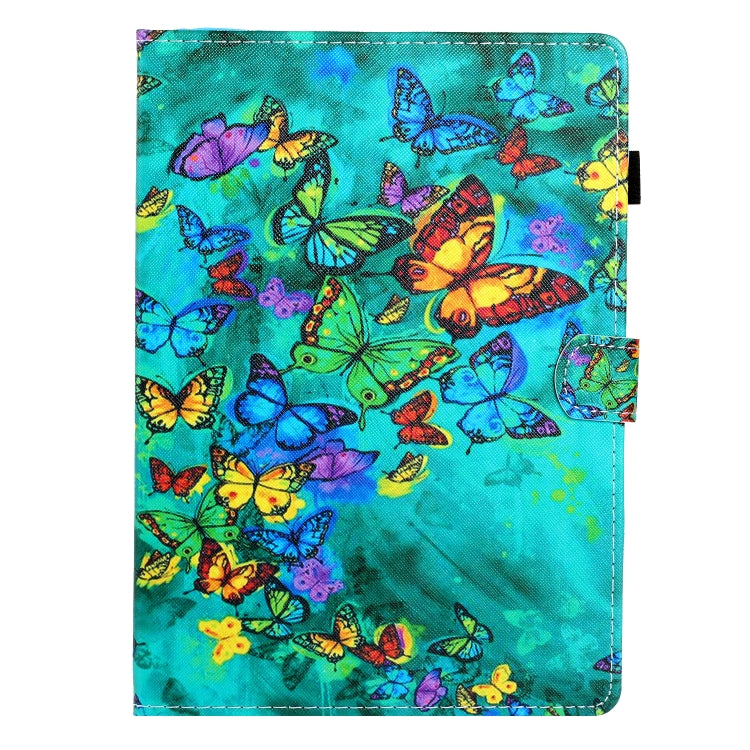 10 inch Universal Colored Drawing Horizontal Flip PU Leather Case with Holder & Card Slot(Green Butterfly) - free shipping - PMC TechLife - Order now!