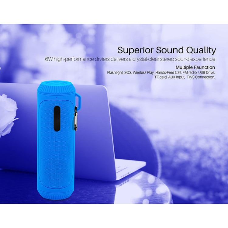 NewRixing NR-4016A TWS Outdoor Splashproof Bluetooth Speaker with Carabiner Handle & SOS Flashlight(Green) - Desktop Speaker by NewRixing | Online Shopping South Africa | PMC Jewellery | Buy Now Pay Later Mobicred