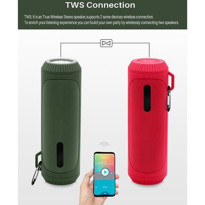 NewRixing NR-4016A TWS Outdoor Splashproof Bluetooth Speaker with Carabiner Handle & SOS Flashlight(Blue) - Desktop Speaker by NewRixing | Online Shopping South Africa | PMC Jewellery | Buy Now Pay Later Mobicred