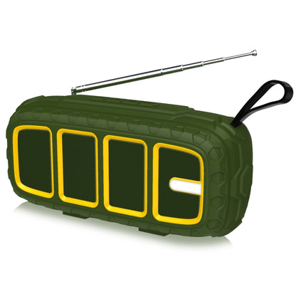 NewRixing NR-5018FM Outdoor Portable Bluetooth Speaker with Antenna, Support Hands-free Call / TF Card / FM / U Disk(Green+Yellow) - Desktop Speaker by NewRixing | Online Shopping South Africa | PMC Jewellery | Buy Now Pay Later Mobicred