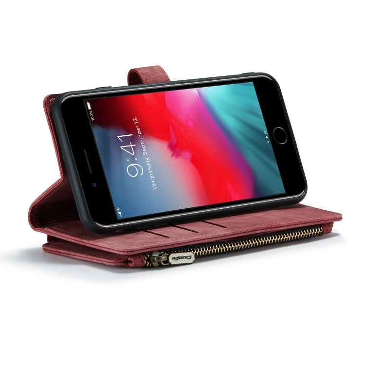 CaseMe-C30 PU + TPU Multifunctional Horizontal Flip Leather Case with Holder & Card Slot & Wallet & Zipper Pocket For iPhone 8 Plus & 7 Plus & 6 Plus(Red) - More iPhone Cases by CaseMe | Online Shopping South Africa | PMC Jewellery | Buy Now Pay Later Mobicred