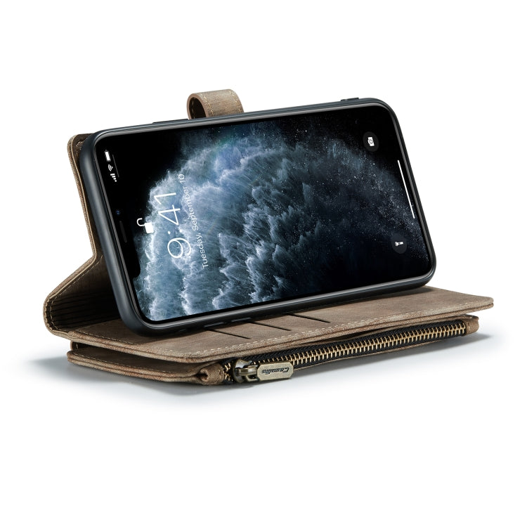 For iPhone 11 Pro Max CaseMe-C30 PU + TPU Multifunctional Horizontal Flip Leather Case with Holder & Card Slot & Wallet & Zipper Pocket (Brown) - iPhone 11 Pro Max Cases by CaseMe | Online Shopping South Africa | PMC Jewellery | Buy Now Pay Later Mobicred