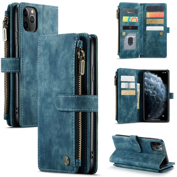 For iPhone 11 Pro Max CaseMe-C30 PU + TPU Multifunctional Horizontal Flip Leather Case with Holder & Card Slot & Wallet & Zipper Pocket (Blue) - iPhone 11 Pro Max Cases by CaseMe | Online Shopping South Africa | PMC Jewellery | Buy Now Pay Later Mobicred