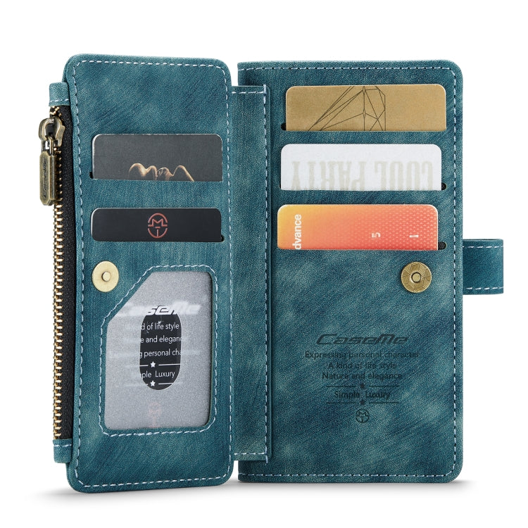 For iPhone 12 / 12 Pro CaseMe-C30 PU + TPU Multifunctional Horizontal Flip Leather Case with Holder & Card Slot & Wallet & Zipper Pocket(Blue) - iPhone 12 / 12 Pro Cases by CaseMe | Online Shopping South Africa | PMC Jewellery | Buy Now Pay Later Mobicred