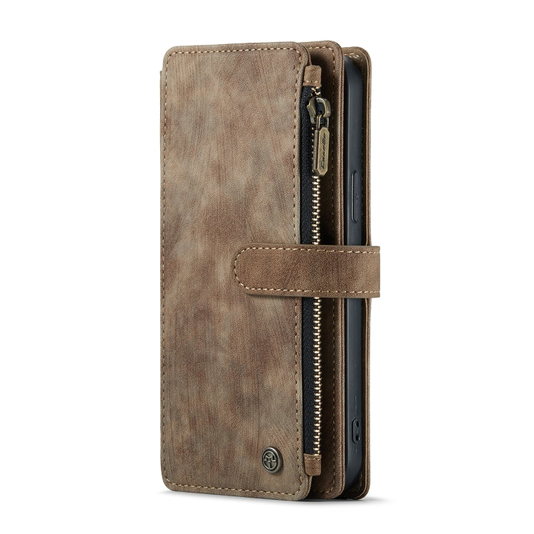 For iPhone 12 Pro Max CaseMe-C30 PU + TPU Multifunctional Horizontal Flip Leather Case with Holder & Card Slot & Wallet & Zipper Pocket(Brown) - iPhone 12 Pro Max Cases by CaseMe | Online Shopping South Africa | PMC Jewellery | Buy Now Pay Later Mobicred