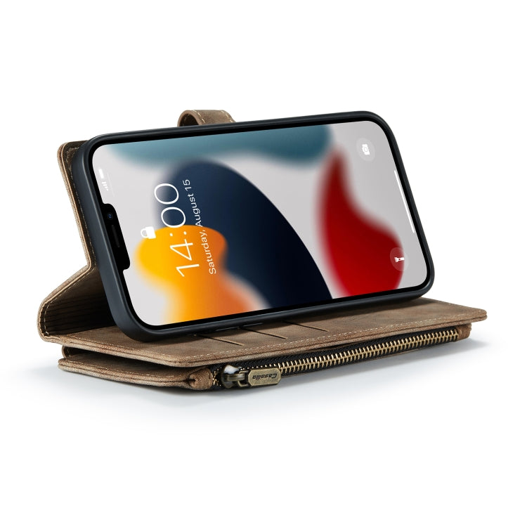 For iPhone 12 Pro Max CaseMe-C30 PU + TPU Multifunctional Horizontal Flip Leather Case with Holder & Card Slot & Wallet & Zipper Pocket(Brown) - iPhone 12 Pro Max Cases by CaseMe | Online Shopping South Africa | PMC Jewellery | Buy Now Pay Later Mobicred