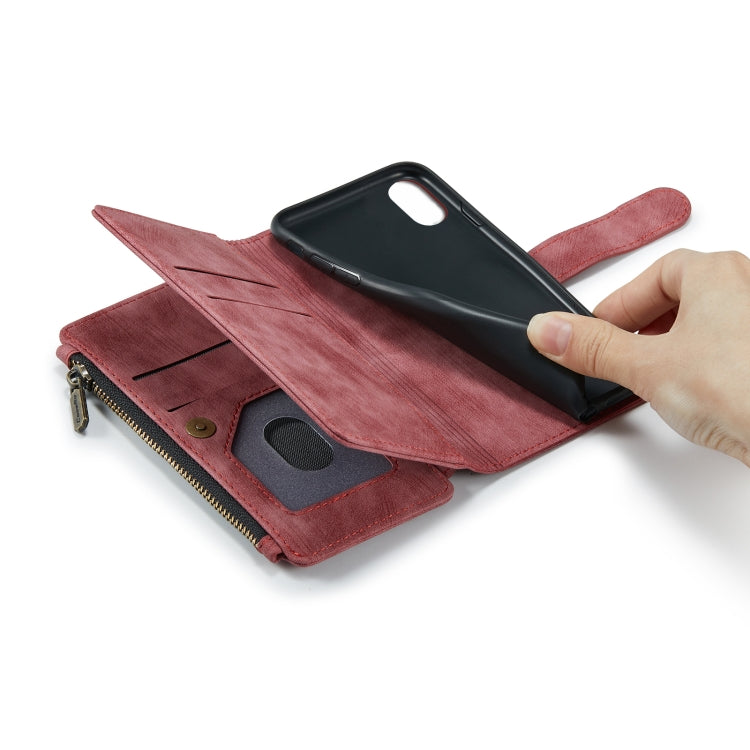 For iPhone X / XS CaseMe-C30 PU + TPU Multifunctional Horizontal Flip Leather Case with Holder & Card Slot & Wallet & Zipper Pocket(Red) - More iPhone Cases by CaseMe | Online Shopping South Africa | PMC Jewellery | Buy Now Pay Later Mobicred