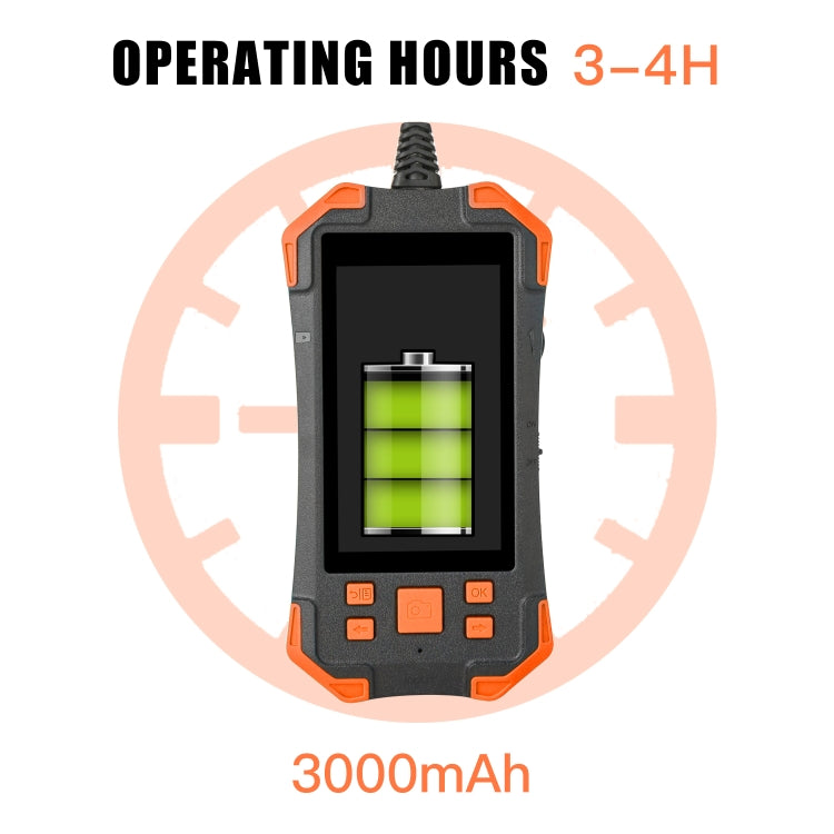 T20 4.3 inch IPS Color Screen 7.9mm Dual Cameras Waterproof Hard Cable Digital Endoscope, Length:2m(Black Orange) - free shipping - PMC TechLife - Order now!