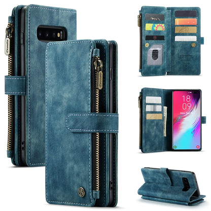 For Samsung Galaxy S10+ CaseMe-C30 PU + TPU Multifunctional Horizontal Flip Leather Case with Holder & Card Slot & Wallet & Zipper Pocket(Blue) - Galaxy Phone Cases by CaseMe | Online Shopping South Africa | PMC Jewellery | Buy Now Pay Later Mobicred