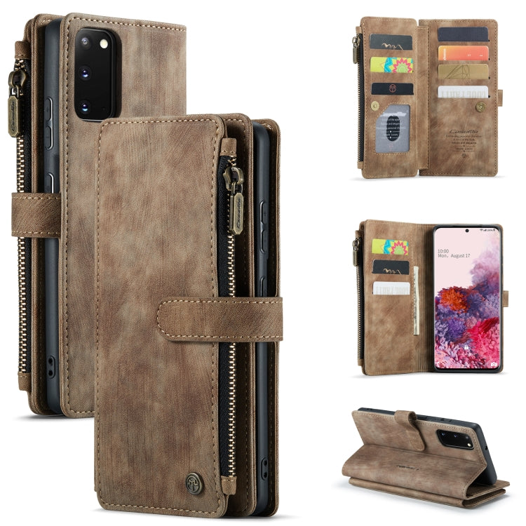 For Samsung Galaxy S20 5G CaseMe-C30 PU + TPU Multifunctional Horizontal Flip Leather Case with Holder & Card Slot & Wallet & Zipper Pocket(Brown) - free shipping - PMC Jewellery - Order now!