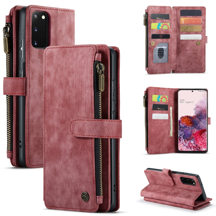 For Samsung Galaxy S20 5G CaseMe-C30 PU + TPU Multifunctional Horizontal Flip Leather Case with Holder & Card Slot & Wallet & Zipper Pocket(Red) - Galaxy Phone Cases by CaseMe | Online Shopping South Africa | PMC Jewellery