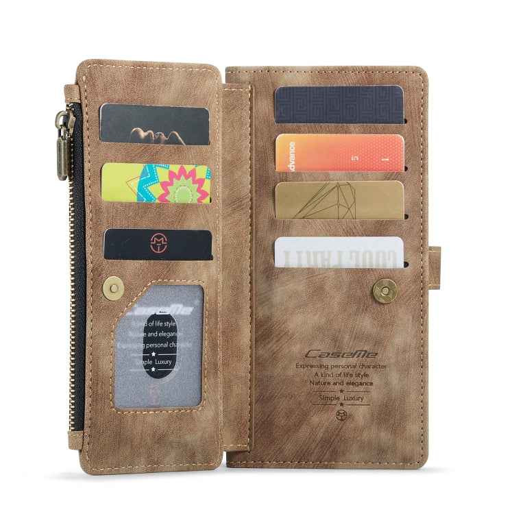 For Samsung Galaxy S21+ 5G CaseMe-C30 PU + TPU Multifunctional Horizontal Flip Leather Case with Holder & Card Slot & Wallet & Zipper Pocket(Brown) - free shipping - PMC Jewellery - Order now!