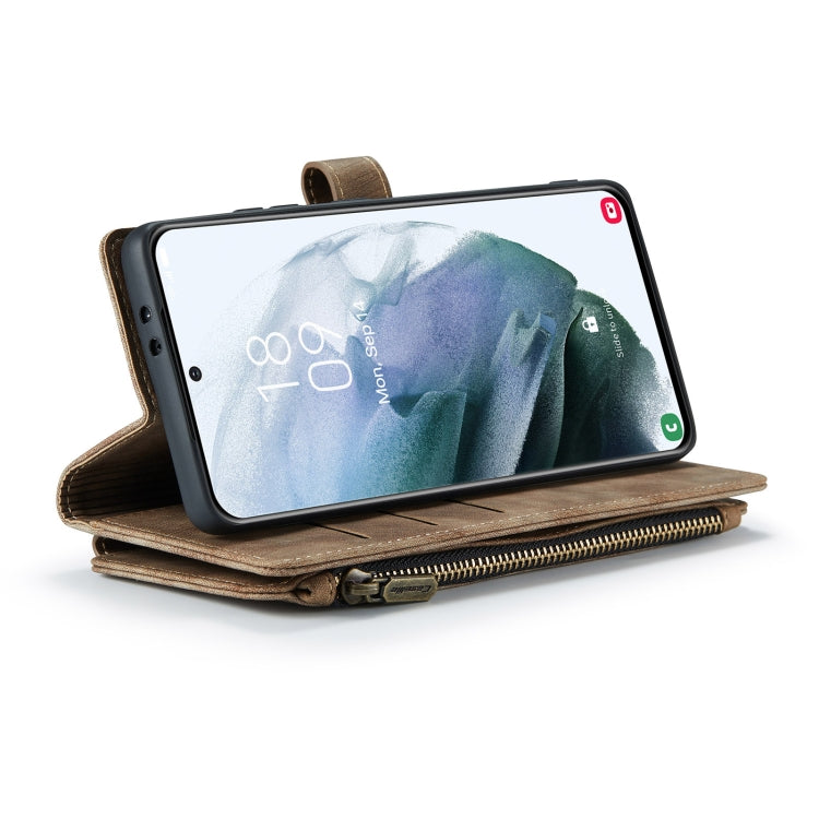 For Samsung Galaxy S21+ 5G CaseMe-C30 PU + TPU Multifunctional Horizontal Flip Leather Case with Holder & Card Slot & Wallet & Zipper Pocket(Brown) - free shipping - PMC Jewellery - Order now!