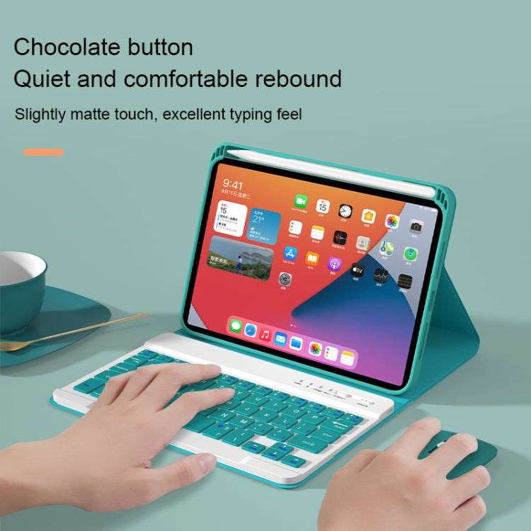 HK006D Square Keys Detachable Bluetooth Candy Color Keyboard Leather Tablet Case with Colorful Backlight & Holder for iPad mini 6(Dark Green) - For iPad mini by PMC TechLife | Online Shopping South Africa | PMC TechLife