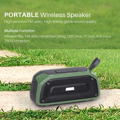 New Rixing NR-906FM TWS Waterproof Bluetooth Speaker Support Hands-free Call / FM with Handle & Antenna(Emerald Green) - Desktop Speaker by NewRixing | Online Shopping South Africa | PMC Jewellery | Buy Now Pay Later Mobicred