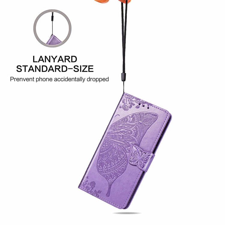 For Blackview A100 Butterfly Love Flower Embossed Horizontal Flip Leather Case with Holder & Card Slots & Wallet & Lanyard(Light Purple) - More Brand by PMC TechLife | Online Shopping South Africa | PMC TechLife | Buy Now Pay Later Mobicred