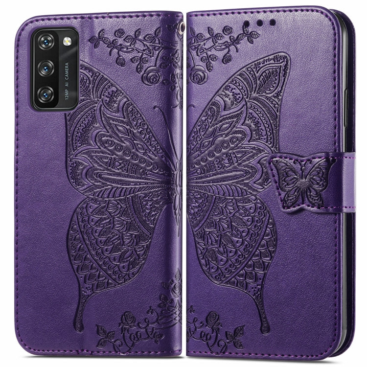 For Blackview A100 Butterfly Love Flower Embossed Horizontal Flip Leather Case with Holder & Card Slots & Wallet & Lanyard(Dark Purple) - More Brand by PMC TechLife | Online Shopping South Africa | PMC TechLife | Buy Now Pay Later Mobicred