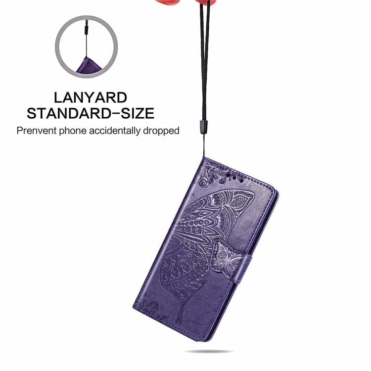 For Blackview A100 Butterfly Love Flower Embossed Horizontal Flip Leather Case with Holder & Card Slots & Wallet & Lanyard(Dark Purple) - More Brand by PMC TechLife | Online Shopping South Africa | PMC TechLife | Buy Now Pay Later Mobicred