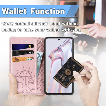 For Blackview A100 Lovely Cat and Dog Embossing Pattern Horizontal Flip Leather Case , with Holder & Card Slots & Wallet & Cartoon Clasp & Lanyard(Rose Gold) - More Brand by PMC Jewellery | Online Shopping South Africa | PMC Jewellery | Buy Now Pay Later Mobicred