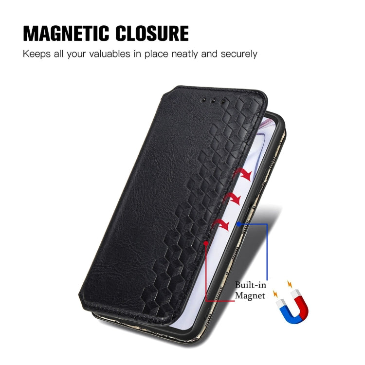 For Blackview A100 Cubic Grid Pressed Horizontal Flip Magnetic PU Leather Case with Holder & Card Slots & Wallet(Black) - More Brand by PMC Jewellery | Online Shopping South Africa | PMC Jewellery | Buy Now Pay Later Mobicred